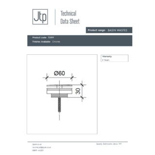 JTP Freeflow Skeleton Basin Waste Chrome - Image 2