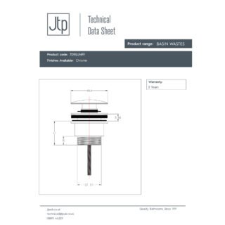JTP Universal Basin Waste Chrome - Image 2