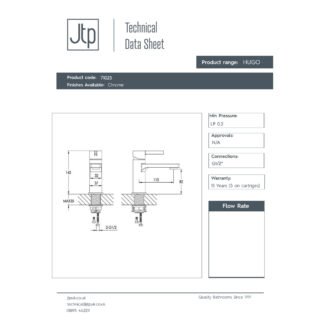 JTP Hugo Mini Basin Mixer Tap Chrome - Image 2