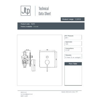 JTP Curve Single Handle Concealed Shower Valve & Diverter Chrome - Image 2