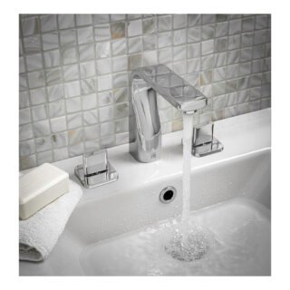 JTP Curve 3 Hole Deck Mounted Basin Mixer Tap Chrome - Image 3