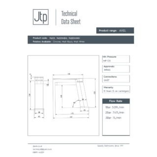 JTP Axel Single Lever Basin Mixer Tap - Various Colour - Image 2