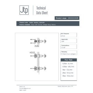 JTP Grosvenor Crosshead Wall Valves Pair - Various Colour - Image 2