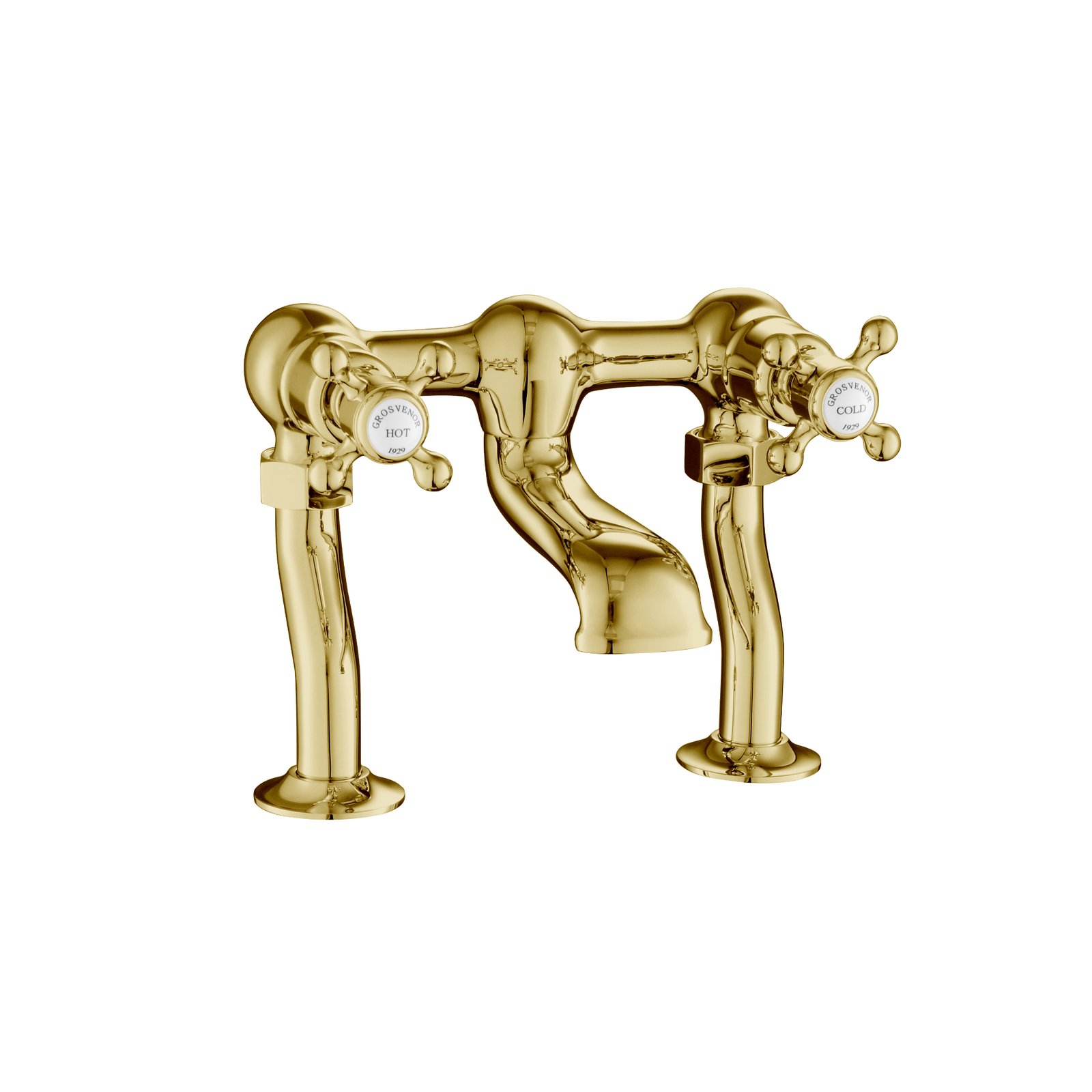 JTP Grosvenor Deck Mounted Crosshead Bath Filler Tap – Various Colour - Antique Brass
