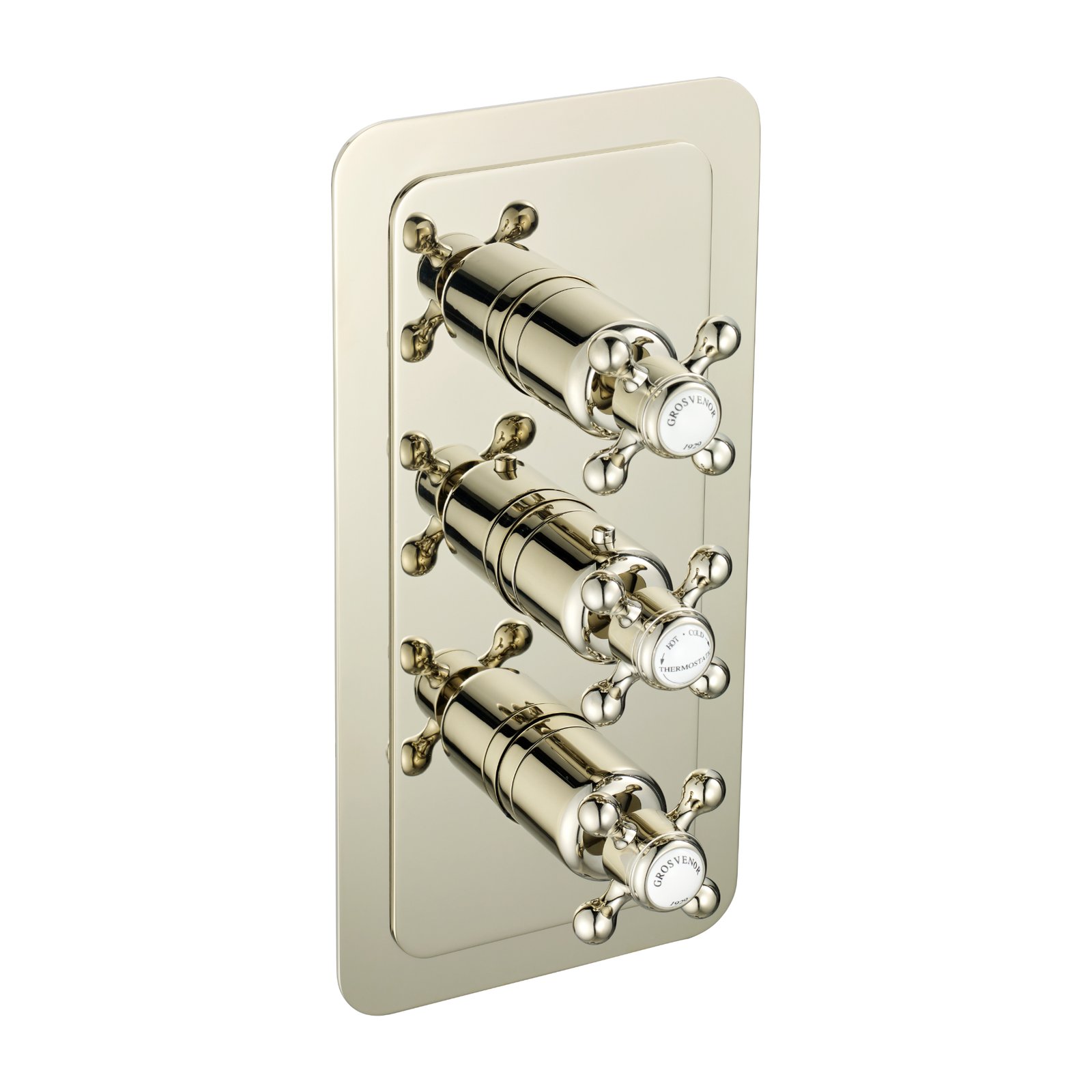 JTP Grosvenor 3 Outlet 3 Handle Crosshead Thermostatic Concealed Shower Valve – Various Colour - Nickel