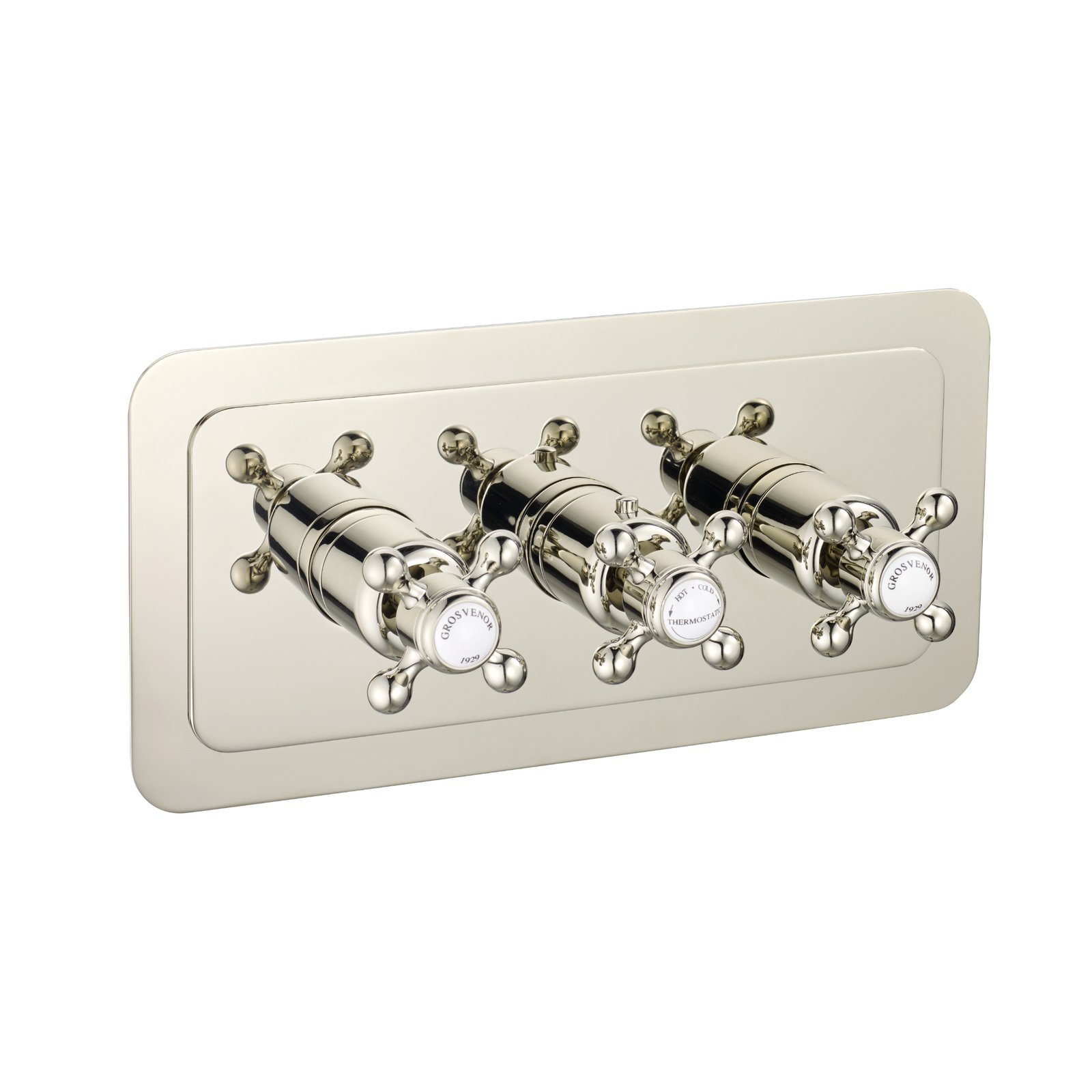 JTP Grosvenor 3 Outlet Horizontal Crosshead Thermostatic Concealed Shower Valve – Various Colour - Nickel