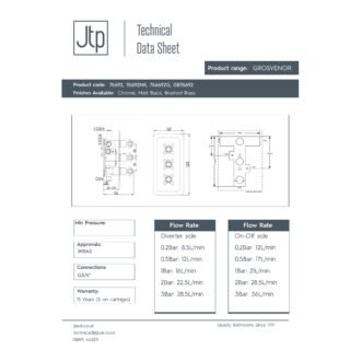 JTP Grosvenor 3 Outlet Horizontal Crosshead Thermostatic Concealed Shower Valve - Various Colour - Image 2