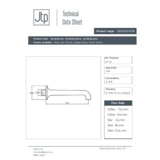 JTP Grosvenor Wall Mounted Bath Spout - Various Colour - Image 2