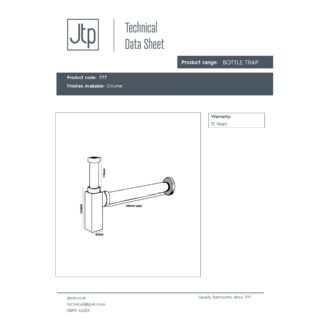 JTP Square Bottle Trap Chrome - Image 2