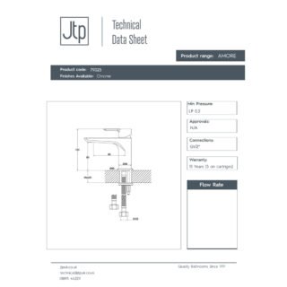 JTP Amore Mini Basin Mixer Tap Chrome - Image 2
