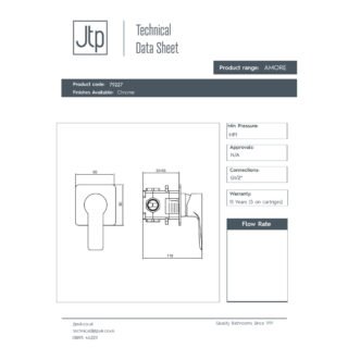 JTP Amore Single Lever Concealed Manual Shower Valve Chrome - Image 2