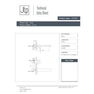 JTP Amore 2 Hole Wall Mounted Basin Mixer Tap Chrome - Image 2