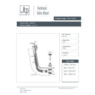 JTP Slimline Exofil & Pop-Up Waste 1050mm Long Chrome - Image 2