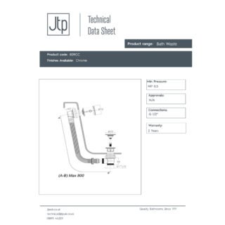 JTP Grosvenor Click Clack Bath Waste - Various Colour - Image 2