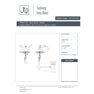 JTP Grosvenor Lever Handle Bidet Mixer Tap With Pop Up Waste - Various Colour - Image 2