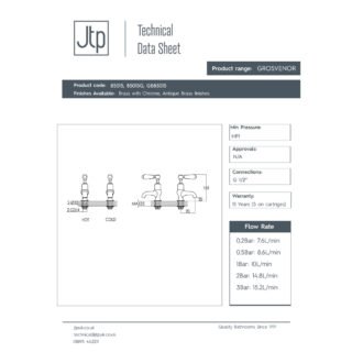 JTP Grosvenor Lever Bath Taps Pair - Various Colour - Image 2