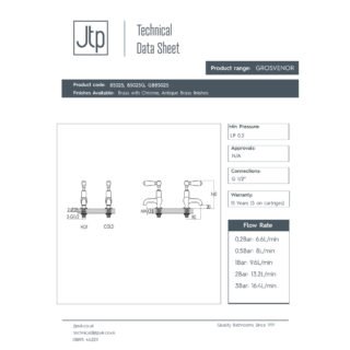 JTP Grosvenor Cloakroom Lever Basin Taps Pair - Various Colour - Image 2