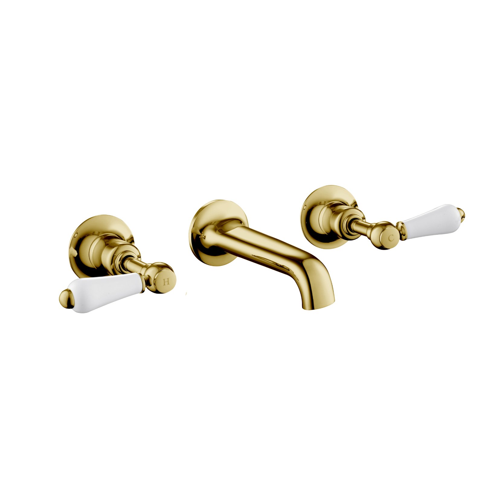 JTP Grosvenor 3 Hole Wall Mounted Lever Basin Mixer Tap – Various Colour - Antique Brass