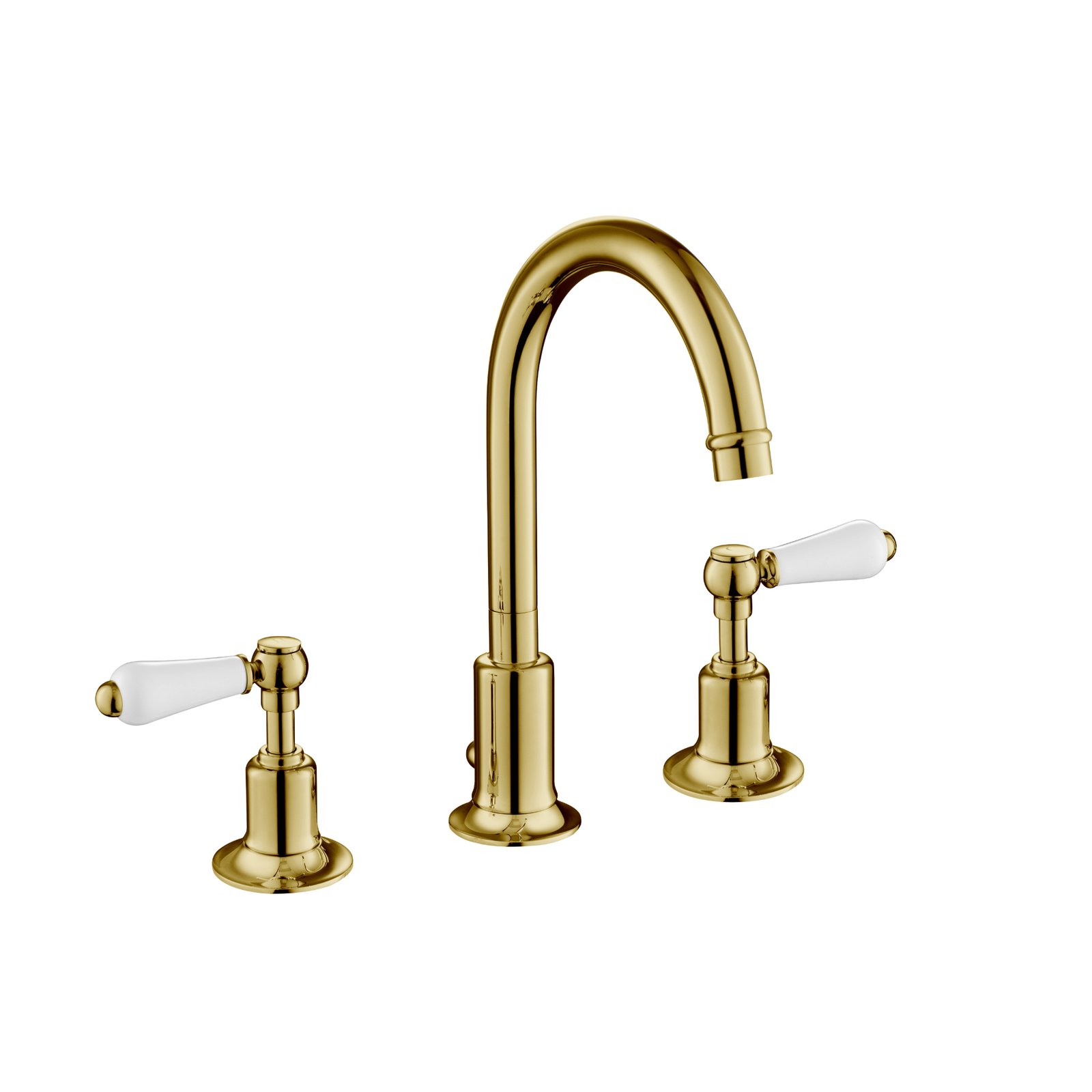 JTP Grosvenor 3 Hole Deck Mounted Lever Basin Mixer Tap Swivel Spout – Various Colour - Antique Brass
