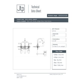 JTP Grosvenor 3 Hole Deck Mounted Lever Basin Mixer Tap Swivel Spout - Various Colour - Image 2