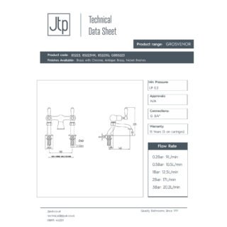 JTP Grosvenor Deck Mounted Lever Bath Filler Tap - Various Colour - Image 2