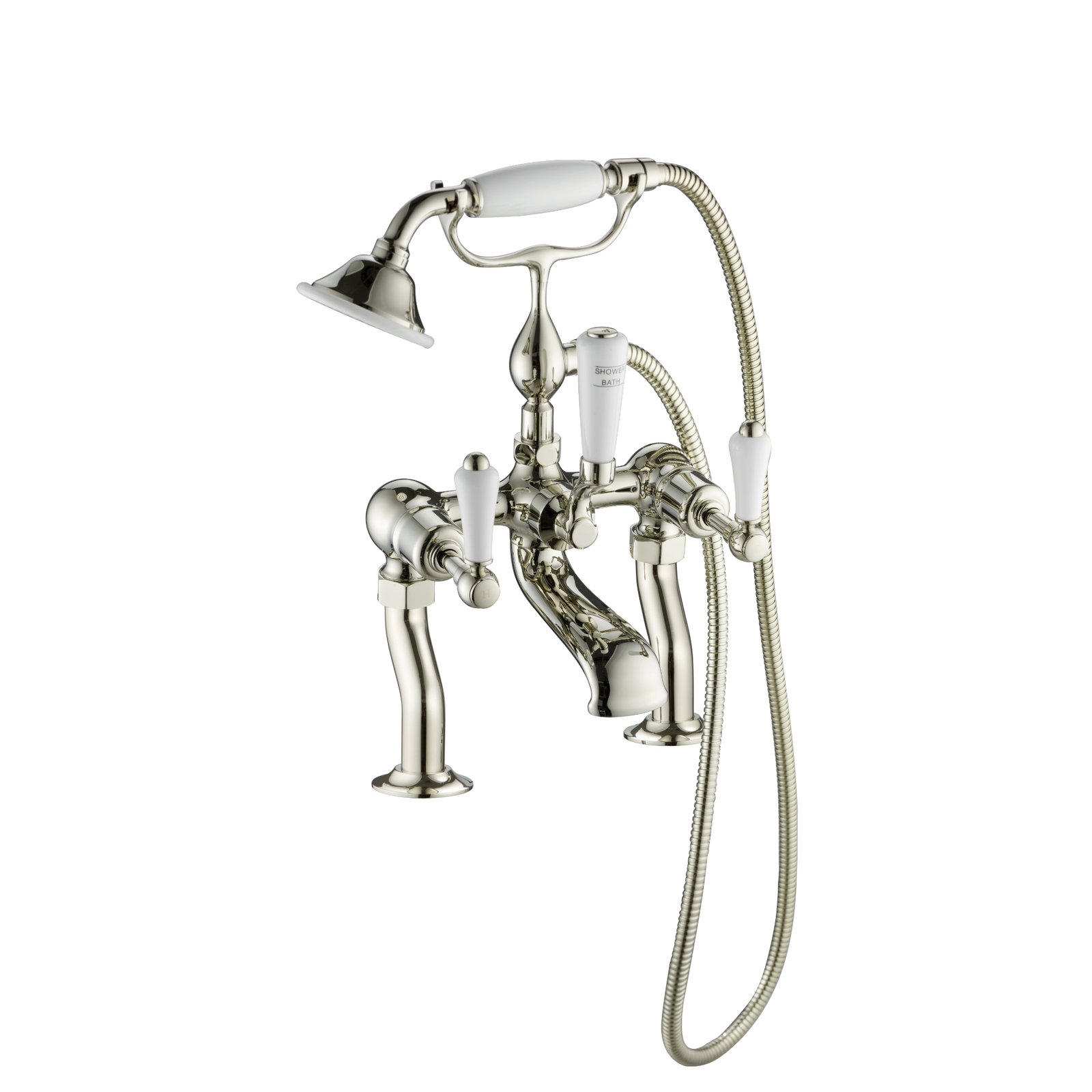 JTP Grosvenor Lever Deck Mounted Bath Shower Mixer Tap With Kit – Various Colour - Nickel