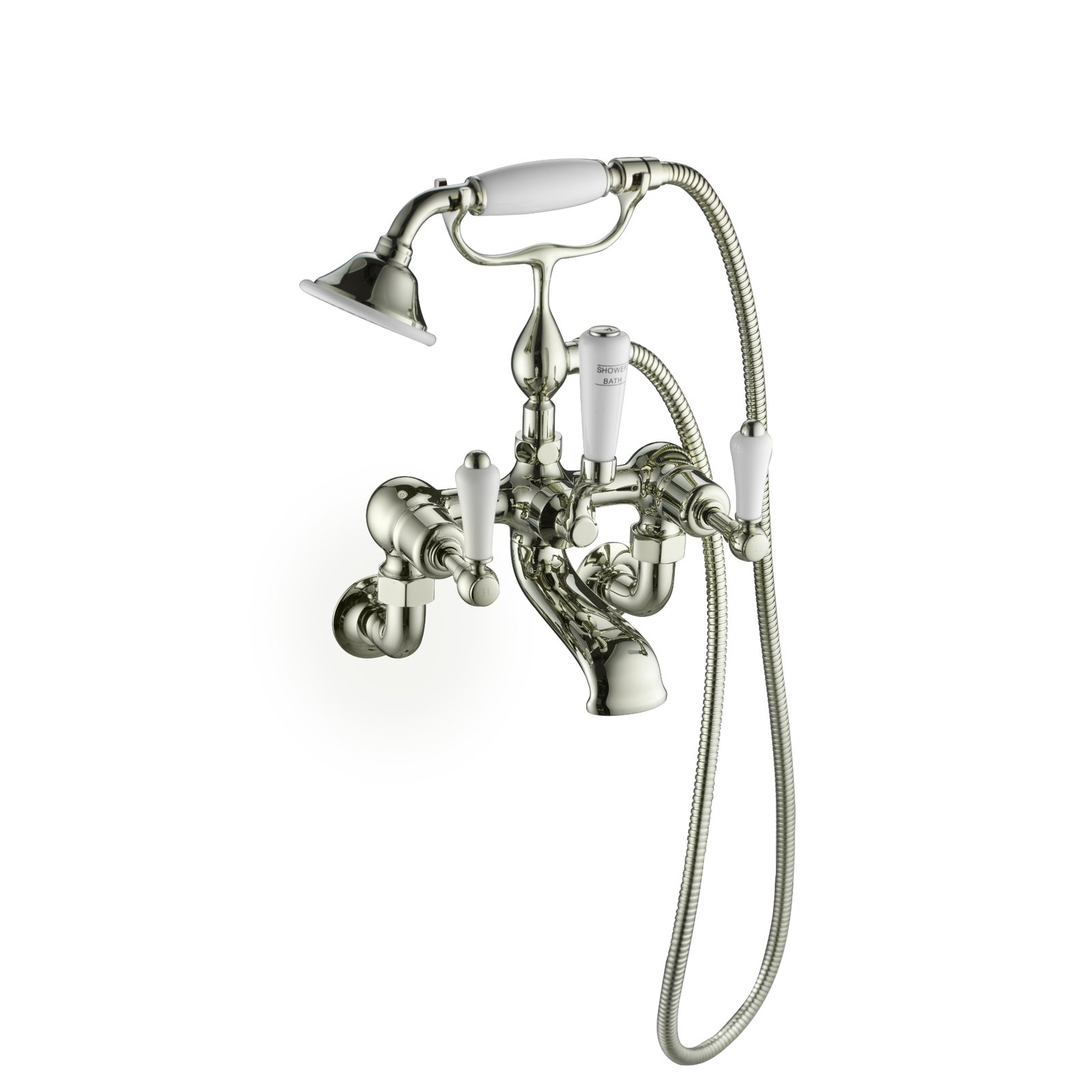 JTP Grosvenor Wall Mounted Lever Bath Shower Mixer Tap With Shower Kit – Various Colour - Nickel