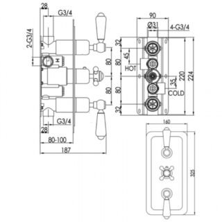 JTP Grosvenor 2 Outlet Thermostatic Concealed Shower Valve - Various Finish - Image 2