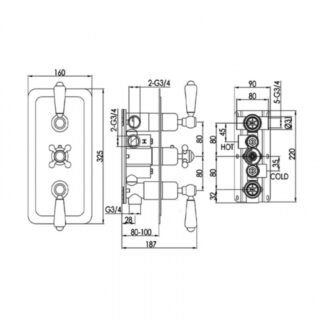 JTP Grosvenor 3 Outlet Thermostatic Concealed Shower Valve - Various Finish - Image 2