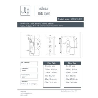 JTP Grosvenor 3 Outlet 3 Handle Lever Thermostatic Concealed Shower Valve - Various Colour - Image 2