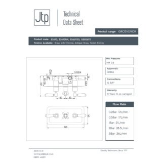 JTP Grosvenor 2 Outlet Horizontal Lever Thermostatic Concealed Shower Valve - Various Colour - Image 2