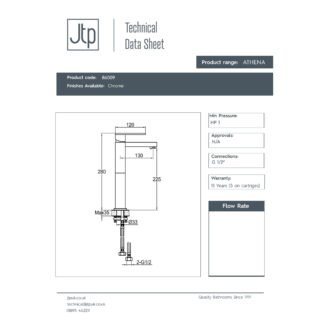 JTP Athena Tall Mono Basin Mixer Tap Chrome - Image 2