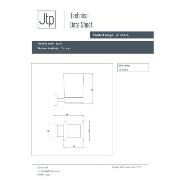 JTP Athena Tumbler Holder Chrome - Image 2