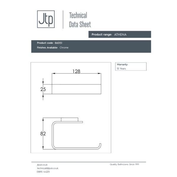 JTP Athena European Toilet Paper Holder Chrome - Image 2