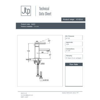 JTP Athena Mini Mono Basin Mixer Tap Chrome - Image 2