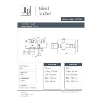 JTP Athena 1 Handle Shower Valve & Diverter Chrome - Image 2