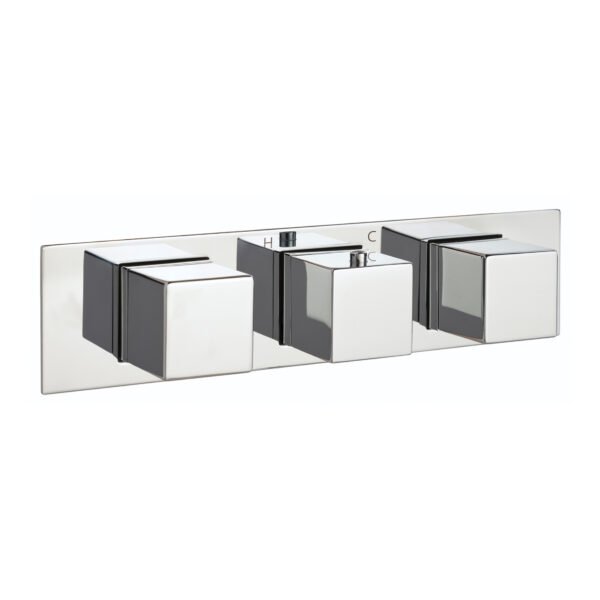 JTP Athena 3 Outlets Slimline Horizontal Thermostatic Concealed 3 Outlets Shower Valve Chrome