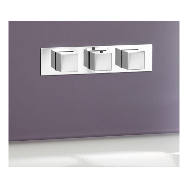 JTP Athena 3 Outlets Slimline Horizontal Thermostatic Concealed 3 Outlets Shower Valve Chrome - Image 4