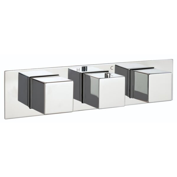 JTP Athena 2 Outlets Slimline Horizontal Thermostatic Concealed Shower Valve Chrome