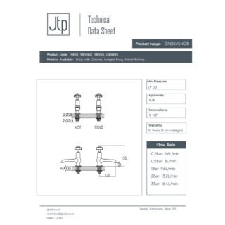 JTP Grosvenor Long Nose Pinch Basin Taps Pair - Various Colour - Image 2
