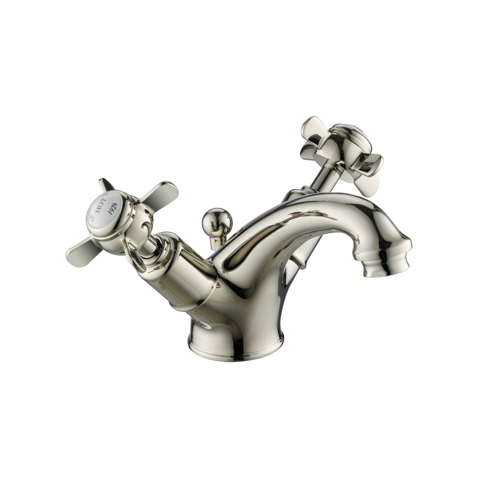 JTP Grosvenor Pinch Basin Mixer Tap With Pop Up Waste – Various Colour - Nickel