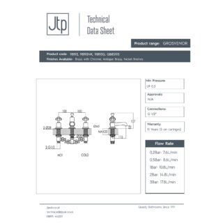 JTP Grosvenor 3 Hole Deck Mounted Pinch Basin Mixer Tap - Various Colour - Image 2