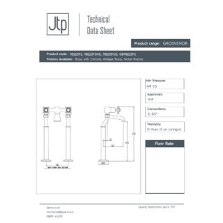 JTP Grosvenor Pinch Freestanding Bath Filler Tap - Various Colour - Image 2