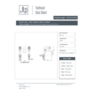 JTP Grosvenor Deck Mounted Pinch Bath Filler Tap - Various Colour - Image 2