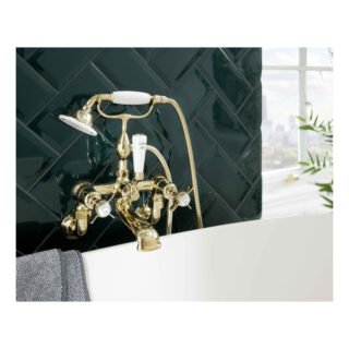 JTP Grosvenor Wall Mounted Pinch Bath Shower Mixer Tap With Shower Kit - Various Colour - Image 3