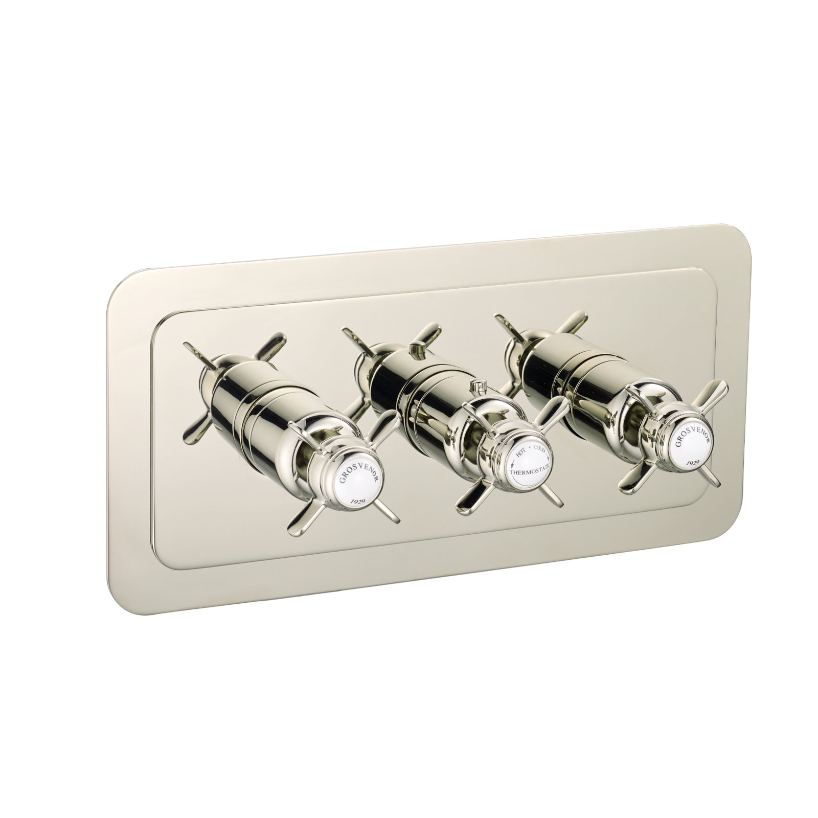 JTP Grosvenor 3 Outlet Horizontal Pinch Thermostatic Concealed Shower Valve – Various Colour - Nickel