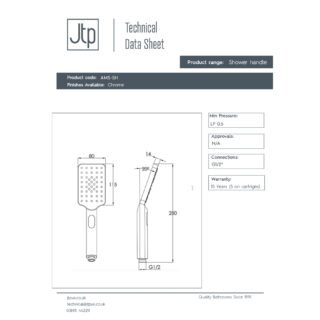 JTP Aquamist Square Multifunction Shower Handset Chrome - Image 2