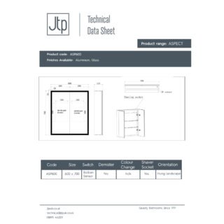 JTP Aspect 2 Door Mirrored Cabinet With Shaver Socket - Various Width - Image 2