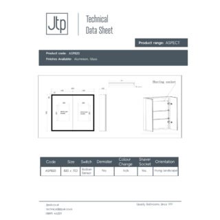 JTP Aspect 2 Door Mirrored Cabinet With Shaver Socket - Various Width - Image 3