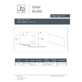 JTP Dbi Rectangular Digital Illuminated Led Mirror 500mm X 900mm Matt Black - Image 2